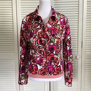 Live a Little LAL floral denim jacket